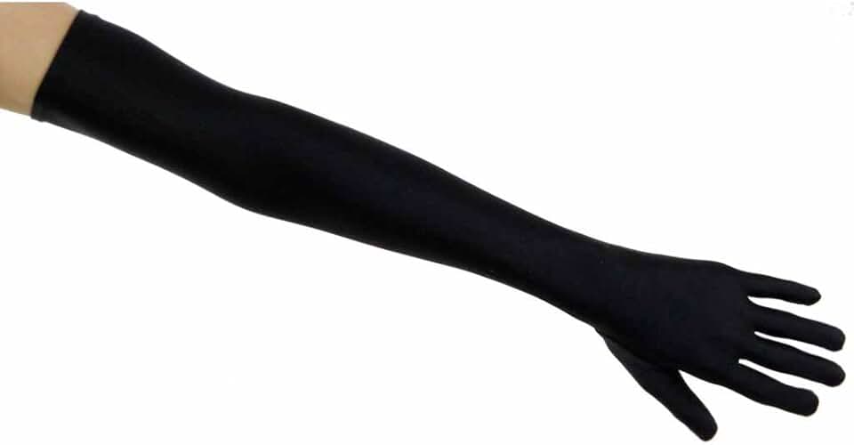 Black Matte Satin Opera Length Gloves