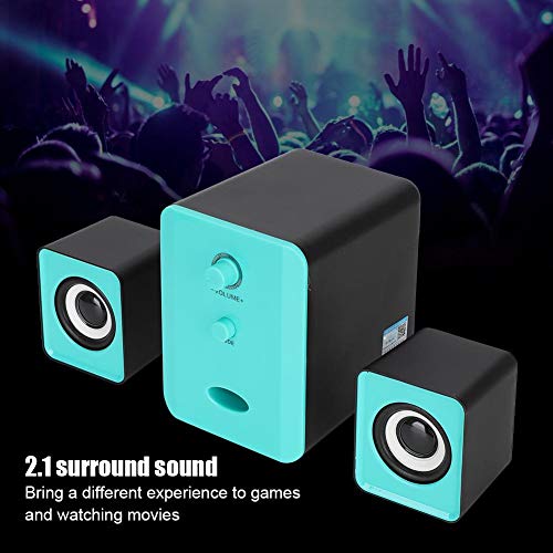 Bluetooth Speaker,Wireless Multimedia Subwoofer Sound Box,Mini USB Bluetooth Speaker Heavy Bass for Desktop Laptop Computer Mobile Phone(Black and Blue)
