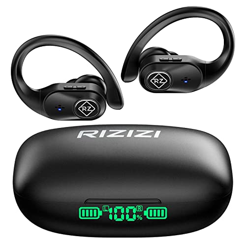 Wireless Earbuds Bluetooth Headphones with Wireless Charging Case and LED Digital Display 40hrs Playtime Built in Mic Waterproof Earphones with Over Earhooks Bass Sound Headset for Sport Gym