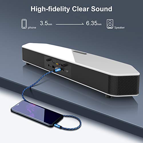 1/8 Inch to 1/4 Inch TRS 6.35mm to 3.5mm Male to Male Stereo Cable Nylon Braid Compatible for Amplifiers, Guitar, Keyboard Piano, Home Theater, Mixing Console, Headphones(3.3Ft/1M)