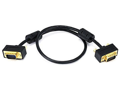 1.5ft Ultra Slim SVGA Super VGA 30/32AWG M/M Monitor Cable w/ ferrites (Gold Plated Connector)