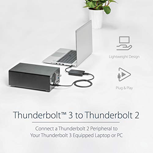.com Thunderbolt 3 to Thunderbolt 2 Adapter - TB3 Laptop to TB2 Displays/Devices - Thunderbolt 2 20Gbps or Thunderbolt 1 10Gbps Converter - TB3 - Black - Windows/Mac (TBT3TBTADAP)
