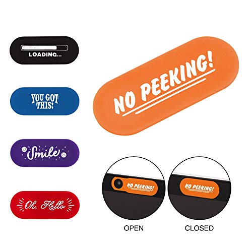 Web Cam Privacy Cover - 5 Pack - Stick-On Sliding Cover- Assorted Colors - Employee Appreciation Recognition Thank You Gift by