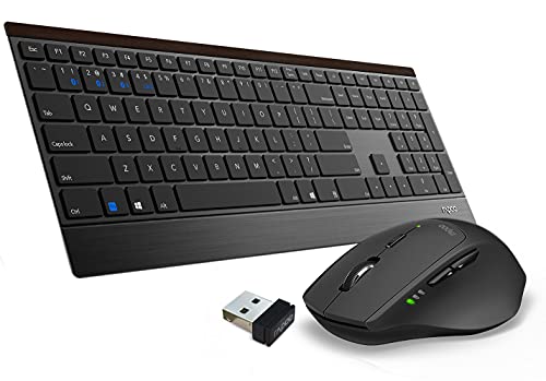 Bluetooth Keyboard and Mouse, Multi Device(Bluetooth 3.0/4.0/2.4G) Wireless Keyboard and Mouse Combo, Support 4 Devices, Ultra-Slim Keyboard for Mac, iPad, Android, Windows, Laptop, Computer