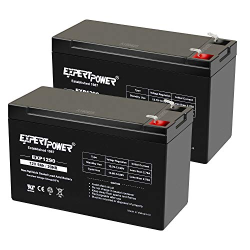 12v 9ah Sealed Lead Acid Battery with F2 Terminals (.250")/2 Pack