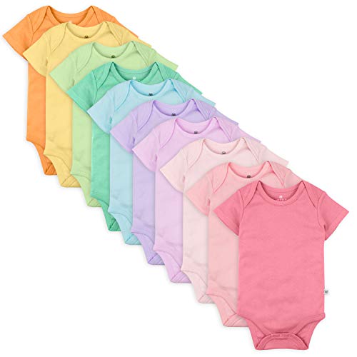 uni  baby 10-pack  Cotton Short Sleeve Bodysuits and Toddler T Shirt Set, Rainbow Girl, 0-3 Months US