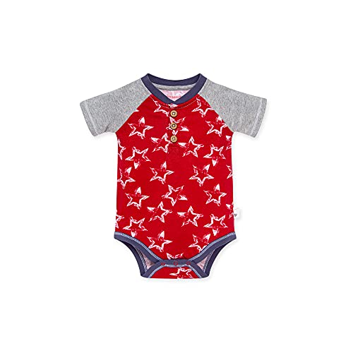 Burt s    Boys, Short Long Sleeve One-Piece Bodysuits, 100   Cotton, Red, 3 Months
