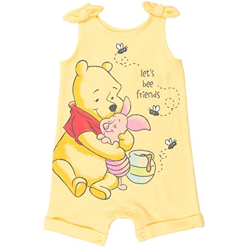 Winnie the Pooh   Baby Girls Snap Romper and Headband Yellow 6-9 Months