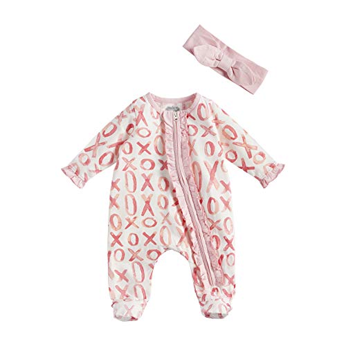 Baby Girls' XOXO Sleeper and Headband, Pink, 0-3 Months