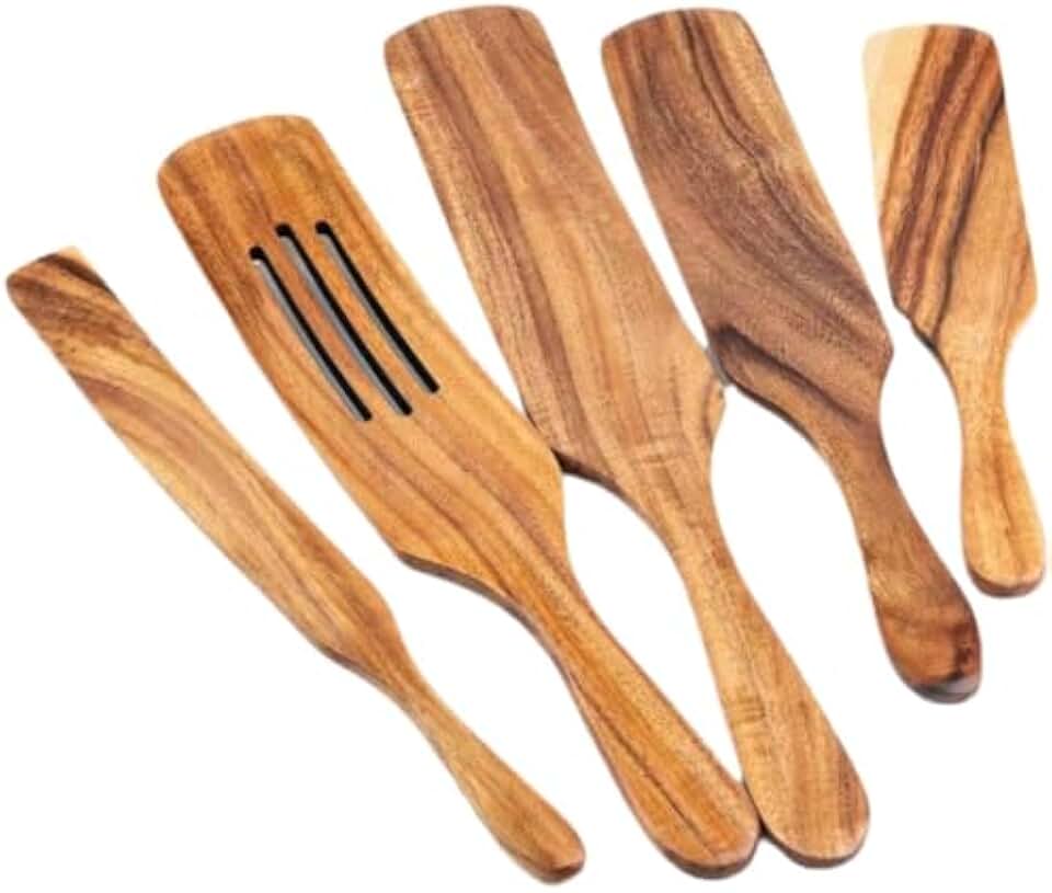 5-Piece Wooden Spurtle Set for Cooking and Serving