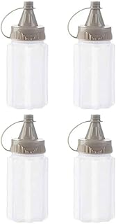 Set of 4 White Plastic Squeeze Bottles for Condiments