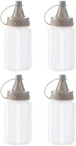 Set of 4 White Plastic Squeeze Bottles for Condiments