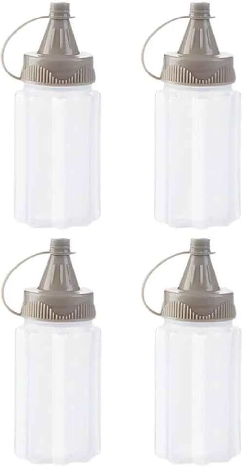 Set of 4 White Plastic Squeeze Bottles for Condiments