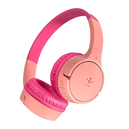 SoundForm Mini Kids Wireless Headphones with Built in Microphone, On Ear Headsets Girls and Boys For Online Learning, Travel Compatible with iPhones, iPads, Galaxy and more-Pink, No Case