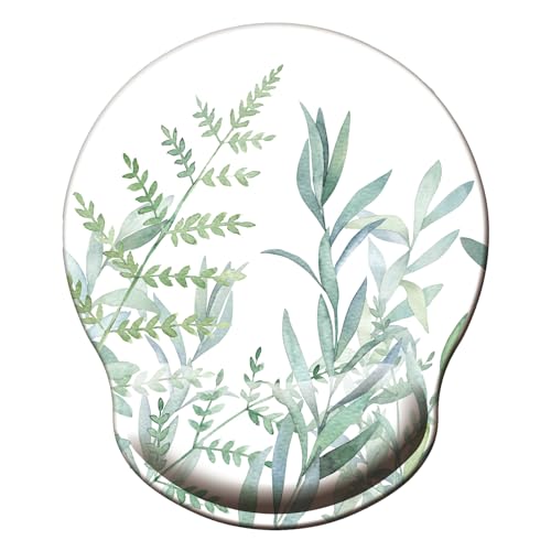Green Leaves Ergonomic Mouse Pad with Wrist Support