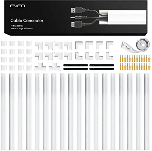306 Cord Hider - Cord Cover Wall - Paintable Cable Concealer, Wire hiders for TV on Wall - Cable Management Cord Hider Wall Including Connectors & Adhesive Strips Cable Raceway - Cord Management
