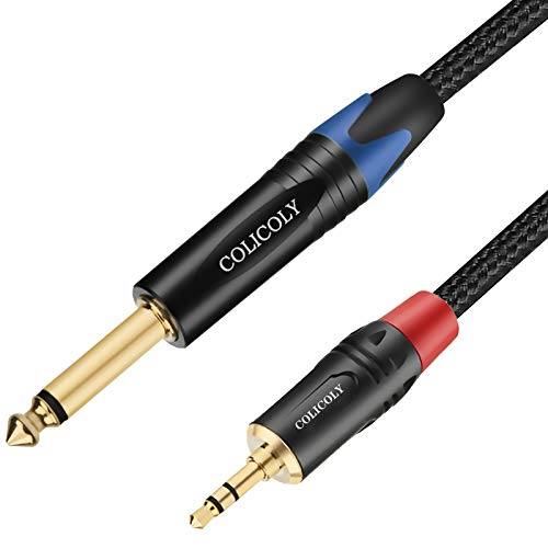 1/4 Mono to 3.5mm Stereo Cable, 1/4 inch TS Mono to 1/8 inch TRS Stereo Interconnect Audio Adapter Cord - 6.6ft
