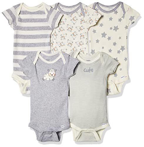 Baby 5-Pack Short-Sleeve Onesies Bodysuits, sheep 5 Pack, 0-3 Months