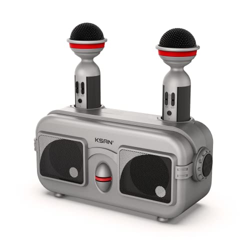 Bluetooth Karaoke Machine for Kids & Adults with 2 Wireless Microphones Portable PA System for Indoor Outdoor Party Kids Karaoke Player Compatible with Bluetooth, AUX, USB/TF