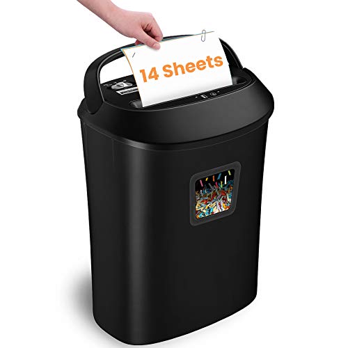 Paper Shredder, 14-Sheet Cross-Cut Shredder with US Patented Cutter,Also Shreds Card/CD,Heavy Duty Paper Shredder for Home Office,Durable&Fast with Jam Proof System,6.6-Gallon Basket (ETL)