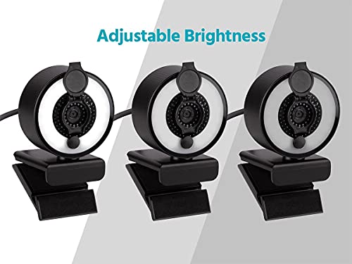 2K USB Webcam with LED Light Ring and Lens Cover, for Use in Zoom, Skype, Microsoft Teams, Cisco Webex, Facebook, for Desktop, Laptop, PC - from Workstream Collection