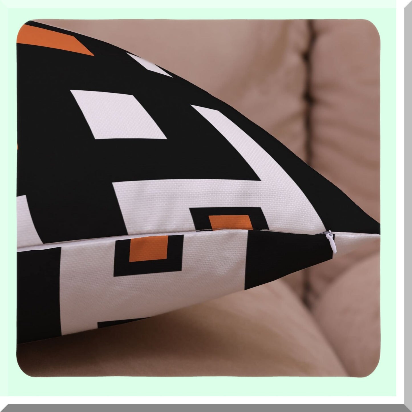 Geometric Orange Linen Pillowcase Set - 20x20 Decorative Throw Pillow Covers for Sofa, Couch, Bed & Patio - Farmhouse Cushion Case for Outdoor Home Decoration