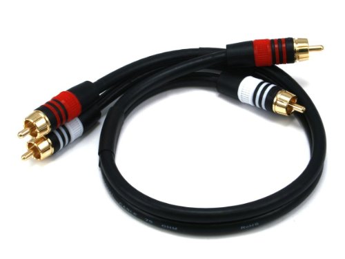 1.5ft Premium 2 RCA Plug/2 RCA Plug M/M 22AWG Cable - Black
