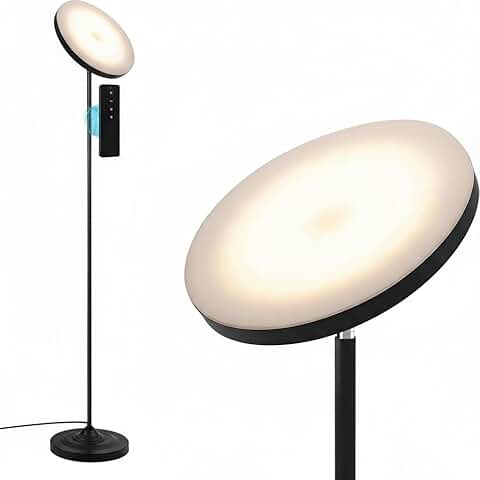 Bright Floor Lamp with Remote, Adjustable Brightness and Color