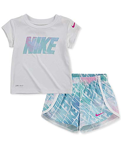 Baby Girls' Dri-Fit 2-Piece Shorts Set Outfit - Emerald, 18 Months