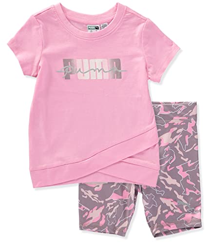 girls Graphic T-shirt & Biker Short Set (18 Months, Camo Prism Pink)