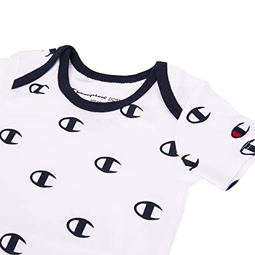 Baby Print Infant 3-pc Box Includes a Body Suit, a Bib OR Hat and Pair of Booties in Multiple Colors, All Over C-White 100, 0-6