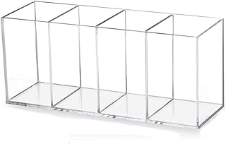 Acrylic Pen and Makeup Brush Holder with 4 Compartments