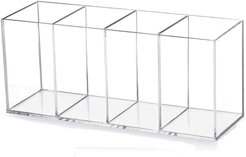 Acrylic Pen and Makeup Brush Holder with 4 Compartments