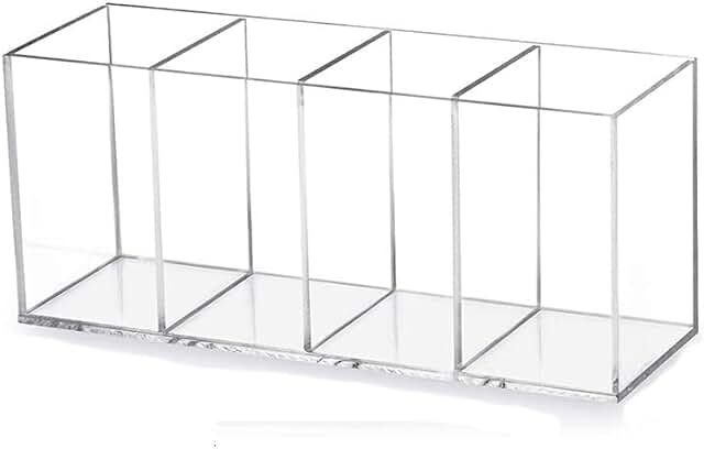 Acrylic Pen and Makeup Brush Holder with 4 Compartments