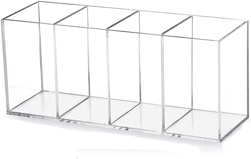 Acrylic Pen and Makeup Brush Holder with 4 Compartments