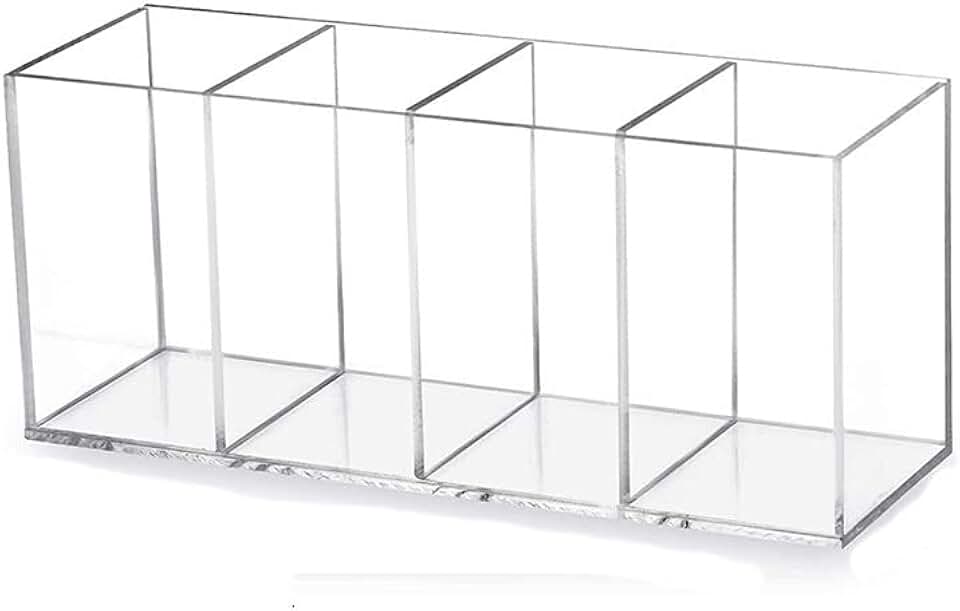 Acrylic Pen and Makeup Brush Holder with 4 Compartments