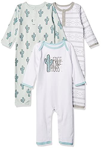 Cotton Union Suit, 3 Pack, Free Hugs, 0-3 Months