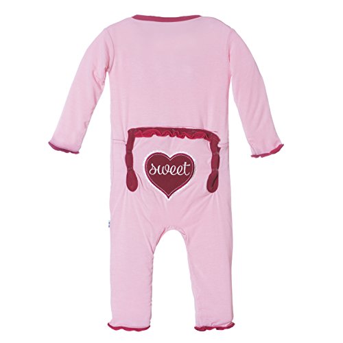 Kic Kee  baby girls Muffin Ruffle Applique Coverall Romper, Lotus Sweetheart, 0-3 Months US