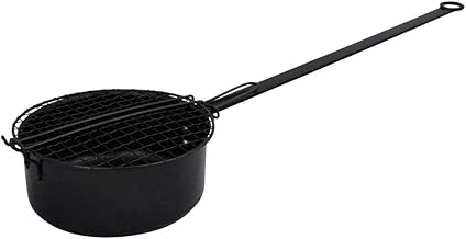 Grey fireplace popcorn popper, 27x7.1x3.7 inches
