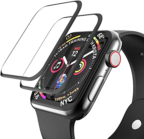 [2 Pack] Tempered Glass Screen Protector Compatible for Apple Watch Series 6/SE/5/4 44mm, 3D Full Coverage [Easy Installation Frame] Waterproof Bubble-Free HD Clear Film for iWatch 44mm