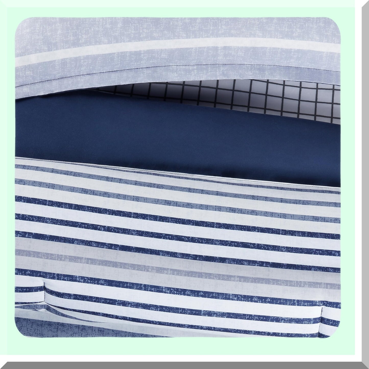 Variegated Stripe Comforter Set - Twin XL Blue - Complete Bedding Set with Sheets & Pillow Cases - Soft Modern Design - All Season Bed in a Bag