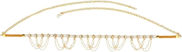 Multilayer Faux Pearl Beaded Crystal Waist Chain for Women