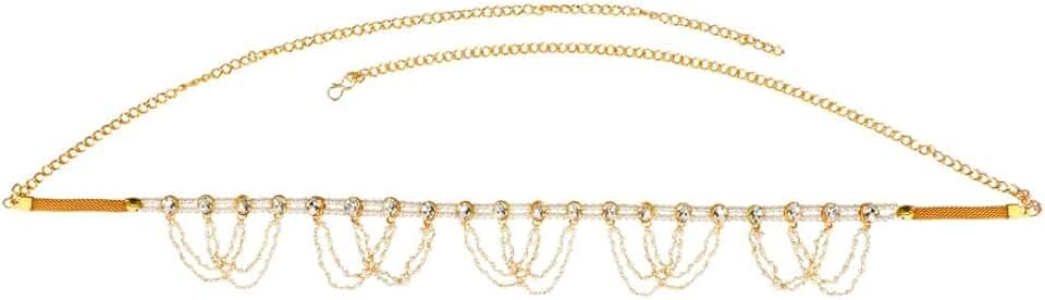 Multilayer Faux Pearl Beaded Crystal Waist Chain for Women