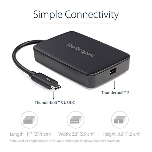 .com Thunderbolt 3 to Thunderbolt 2 Adapter - TB3 Laptop to TB2 Displays/Devices - Thunderbolt 2 20Gbps or Thunderbolt 1 10Gbps Converter - TB3 - Black - Windows/Mac (TBT3TBTADAP)