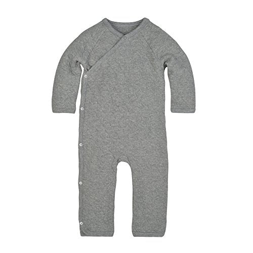 girls Romper Jumpsuit, 100%  Cotton One-piece Coverall and Toddler Footie, Quilted Heather Grey, 0-3 Months US