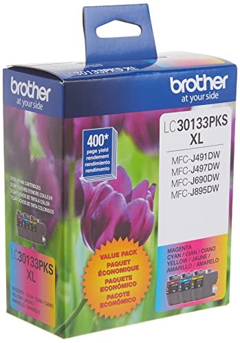 Printer Genuine LC30133PKS 3-Pack High Yield Color Ink Cartridges, Page Yield Up to 400 Pages/Cartridge, Includes Cyan, Magenta and Yellow, LC3013