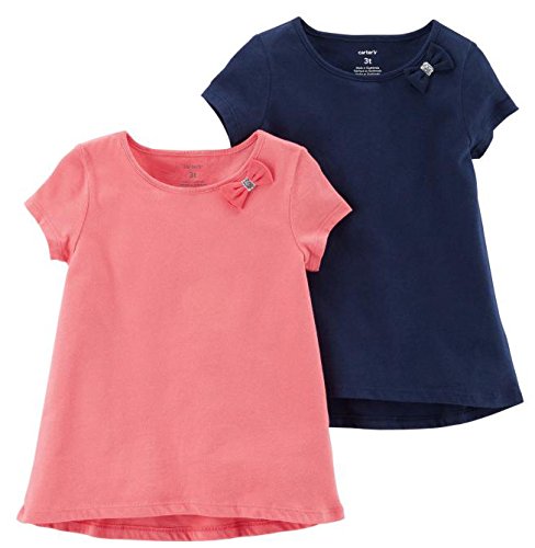 Baby Girls' 2-Pack Bow Tees, Pink/Navy, 18 Months
