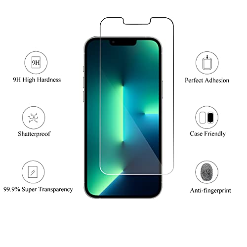 2Pack Screen Protector Compatible for iPhone 13 Pro [6.1 inch] Display 2021 + 2 Pack Camera Lens Protector,Tempered Glass Film,[9H Hardness] - HD [Not for iPhone 13 Pro Max]