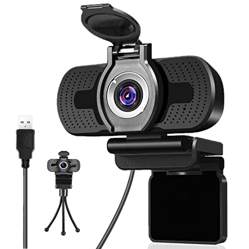Webcam, HD 1080P Webcam with Microphone, USB Webcam, Play and Plug Streaming Webcam for PC Desktop & Laptop,for Video Calling Streaming, Conference, Gaming, Online Classes (with Tripod)