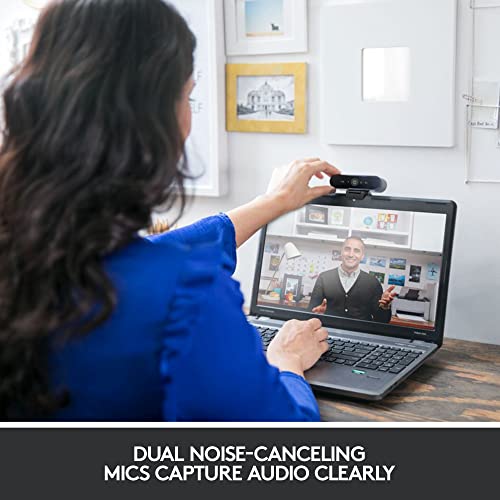 Brio 4K Webcam, Ultra 4K HD Video Calling, Noise-Canceling mic, HD Auto Light Correction, Wide Field of View, Works with Microsoft Teams, Zoom, Google Voice, PC/Mac/Laptop/Macbook/Tablet